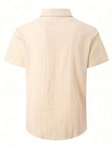 Men's Striped Shirt With Chest Pocket, Casual Short Sleeve Button Down Collar Shirt For Summer Outdoor Activities - Xem 4