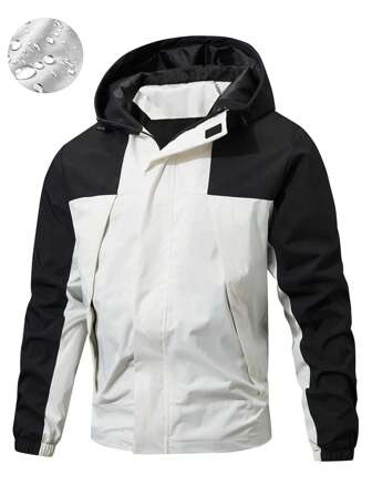 2025新款男士长袖冬季外套，露营圣诞节新款男士长袖撞色连帽外套