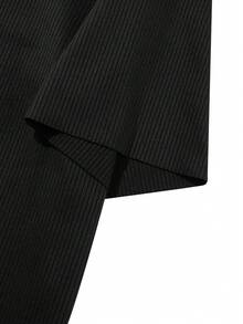 Men's Slim Fit Regular Lightweight Breathable Summer Textured Solid Color Casual Crew Neck Short Sleeve T-Shirt - Black - View 5