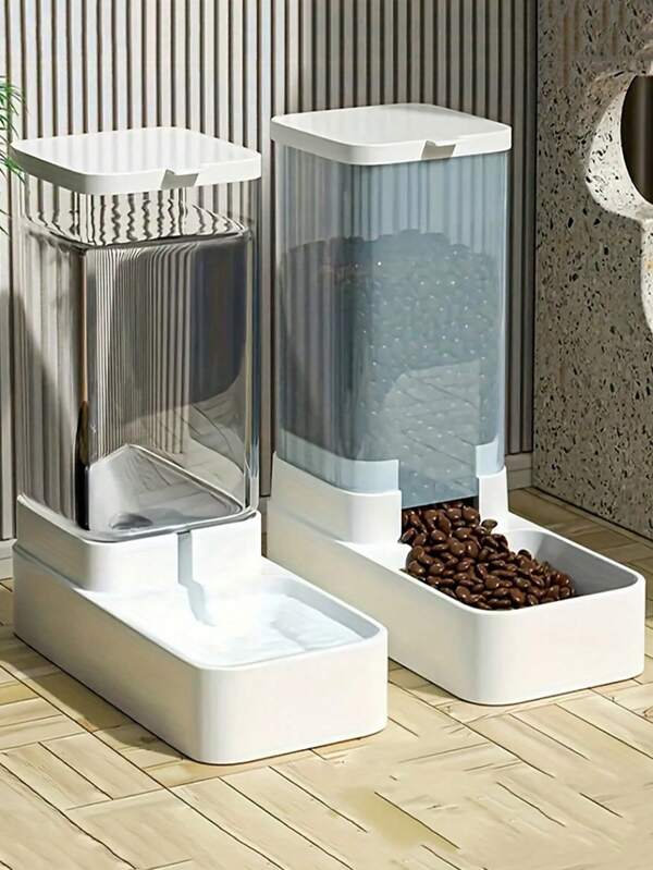 Un conjunto de regalos para entusiastas de gatos y perros, con un comedero y dispensador de agua para madres de gatos y perros, junto con una caja de almacenamiento de comida de gran capacidad para viajes. Esta combinación es un milagro para los amantes de los gatos y los perros, facilitando la alimentación y el reabastecimiento de los favoritos de las madres de gatos y entusiastas de gatos/madres de perros y entusiastas de perros.