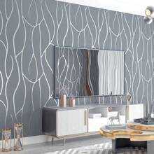 1 Roll Geometric Lines Wallpaper, Modern Minimalist Design, Flocked Texture, Non-Woven Material, Suitable For Home Living Room Bedroom Decoration Wall Decor Stickers Wall Paper Wall Stickers Wall Sticker