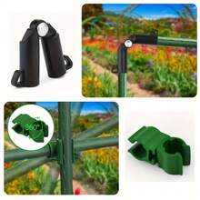 10 根绿色塑料植物支撑杆 - 耐用的攀爬凉亭，适用于花卉、葡萄、西红柿和黄瓜，采用钢管设计，适用于花园和露台。