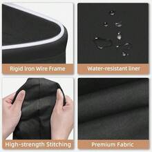 1pc Large Collapsible Waterproof Linen Laundry Basket, Dirty Clothes Storage Bin, Toys Storage Basket For Home Use - Black - View 8