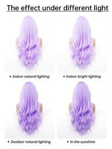 Long Purple Wig With Bangs Wave Curly Wigs For Women 26 Inch Heat Resistant Natural Synthetic Wig For Daily Party Use Holiday Party Everyday Wear,Gifts For Women - Màu tím - Xem 10