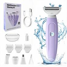 YTWO 5-In-1 Wireless Electric Epilator, Hair Removal For Summer, Sensitive Areas, Women's Electric Shaver, Bikini Hair Trimmer, Multi-Functional 5-In-1 Women's Shaver Set, Suitable For Face, Nose, Eyebrows, Arms, Armpits, Legs, Bikini Sensitive Areas, Wet & Dry Use, Washable, Gift For Women, Battery Capacity: 600mAh - Multicolor - View 12