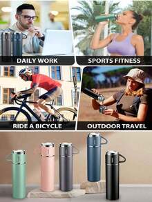 500ml Single Wall Vacuum Insulated Tumbler Set, Includes 3 Lids, Keeps Drinks Hot/Cold, Ideal Gift For Coffee, Tea, Milk, Water