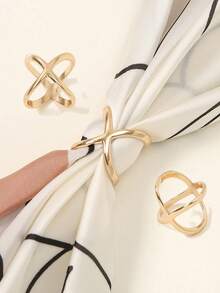 1/2/3/9 chiếc kẹp khăn quàng cổ hình nhẫn lồng vào nhau tông vàng thời trang dành cho nữ - Vàng - Xem 9