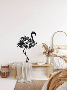 Metal Flamingo Mural Decoration - 1pc, 11.81 Inch Iron Outdoor Sculpture For Living Room Patio Balcony, Indoor Home Wall Decorations, Gifts, Metal Artwork