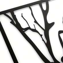 POSIGLOWTH 4pcs Fashionable Black Metal Bird Branch Wall Art - Decorative Art For Home And Office Indoor/Outdoor, Perfect Gift Set Of 4 Metal Bird Branch Wall Decor, Entryway Transition Wall Bird Branch Sculpture