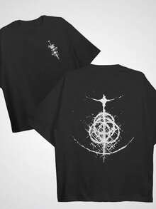 Elden Ring Game T-Shirt Unisex Men Women 100% Cotton Top Premium Streetwear New Release Immediate Shipping Various Colors!! Plus Size - màu đen - Xem 1