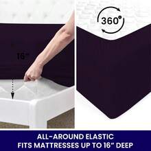 6-Piece Luxurious Super-Soft Bedsheet Set With Deep Pockets -  Friendly, Breathable, Wrinkle Free, Machine Washable - 茄子 - 查看 6