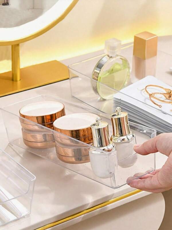 2PCS/6PCS Combination Clear Plastic Drawer Organizer Set,Transparent Dresser Storage Box, Exquisite Storage Box,Desk Drawer Divider Organizers And Storage Bins For Makeup, Jewelry, Gadgets For Kitchen, Bedroom, Bathroom, Office For Holiday Gift Giving For Women Storage Organizer Travel Essentials Gift Back To School