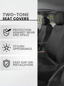 Seat Covers For Cars Full Set, Two-Tone Front With Matching Back Car Seat Cover–Front And Rear Split Bench For Cars, Easy To Install Cover Set, Made To Fit Most Auto Truck Van, Interior Car Accessories (Full Set Of Five Seats 9pcs) - Style a - View 8