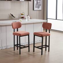 Bar Stool 2-Piece Set, Metal Frame Decorative Chair, Living Room Kitchen Chair, Living Room Soft Cushion Chair, Suitable For Various Scenarios Such As Living Room/Bar/Coffee Shop, Etc - 2PC(橘色) - 查看 5