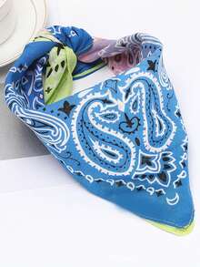 1pc Men's Paisley Dual Color Patchwork Bandana Handkerchief, Suitable For Street Fashion, Outdoor Riding Outfits - Multicolor - View 13