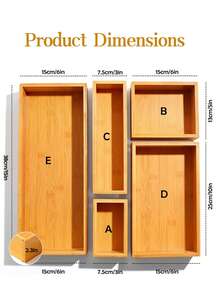 厨房抽屉用具收纳盒套装，竹制餐具架餐具化妆品银器珠宝餐具收纳托盘，适用于厨房、浴室、办公室和客厅 - 彩色 - 查看 10