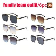 1pc Men's Fashion Cross-Border Double-Bridge Pilot Fashion Glasses, New Style Cycling/Driving Rectangular Frame, Exquisite Half-Frame Glasses