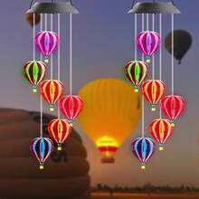 1pc Solar Powered Colorful Hot Air Balloon Wind Chime Light Waterproof Hanging Mobile Fairy Atmosphere Lamp Perfect For Home Yard Patio Garden Summer Party Wedding Festival Decoration - Multicolor - View 7