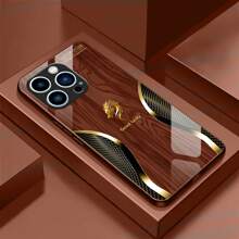 Wood Grain Design Tempered Glass Phone Case For IPhone X, 11, 12, 13, 14, 15, 16 Plus, Pro And Promax With Camera Protection, Anti-Fingerprint Technology And A Sleek And Stylish Look