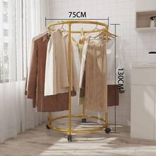 1pc Stainless Steel Round Clothes Hanger - Self-Standing 360 Degree Rotating Clothes Rack With Wheels, Suitable For Home, Retail Stores And Malls, Space-Saving Round Design, No Assembly Required, Drying Rack