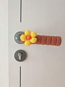 1/2 piezas Cubiertas de manijas de puerta con diseño floral marrón, protege la pared y la cerradura contra daños, antiestática, aislante, apta para uso con mano izquierda y derecha