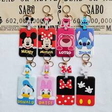 Disney Disney Cute Cartoon Style Release Button ID Badge/Card Holder, Metro/Bus Card Case, Name Tag Lanyard Keychain School Supplies,Back To School