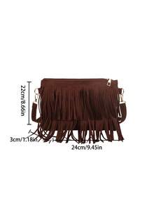 1 pieza Bolso de mano informal de verano de color café con cremallera suave de piel sintética, volantes decorativos, unicolor versátil y elegante, adecuado para uso diario de mujeres - Café - Ver 2
