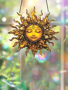 1 Pieza Colgante de ventana de acrílico con diseño de sol - Decoración de pared estilo sol, arte bohemio y espiritual para primavera y verano, regalo perfecto para el Día de la Madre y bodas, ornamento con forma de sol para el hogar, jardín o patio (RETIRE LA PELÍCULA PROTECTORA ANTES DE USAR, HECHO DE ACRÍLICO, NO DE VIDRIO)