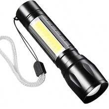 6 Linternas LED Recargables, Lamparas de Mano de 2,000 Lumenes, 3 Modos de Iluminacion, 6,000 Horas de Vida Util, Cada Linterna Incluye Cable de Carga y Estuche - Negro - Ver 5