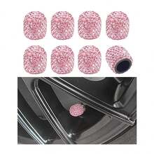 4pcs Diamond Studded Tire Valve Caps Universal Bling Car/Auto Wheel Tire Valve Stem Covers - Pink - View 9
