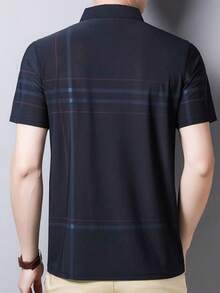 Men's Summer Short Sleeve Ice Silk Polo Shirt - Black - View 4