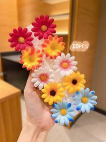 10pcs Colorful Floral Countryside Style Hair Clips For Girls