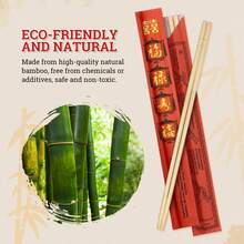 52USA Disposable Bamboo Chopsticks (100 Sets) - 9'' Long, UV Treated, Individually Wrapped Japanese And Chinese Wooden Chopsticks Bulk - 白色 - 查看 4