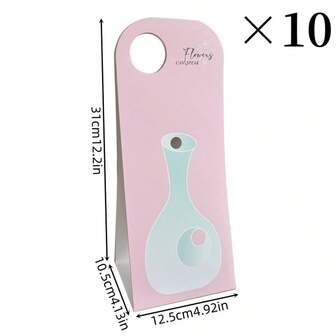 10pcs Bouquet Packaging Box, Single Flower Box, Hand-Held Flower Box, Folding Flower Box, DIY Creative Gift Card For Hand-Held Flower Arrangement, Teacher's Day, Mother's Day, Birthday Party, Opening Season Flower Packaging Box