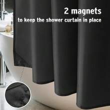 New Titanker Fabric Shower Curtain Liner Washable With 2 Magnets, 70 X 72 Inches, Waterproof, Soft Fabric, Lightweight Polyester, Black - 黑色 70 英吋寬 x 72 英吋長(1 包) - 查看 5