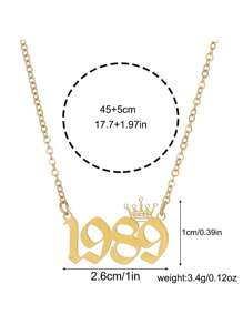 1 Stück minimalistische Edelstahl Halskette mit Zahlenkrone 1980-2025, geeignet für den täglichen Gebrauch von Frauen, Geburtstagsgeschenk für Mutter, Vater, Freundin, beste Freundin, Familie, Klassenkameradin