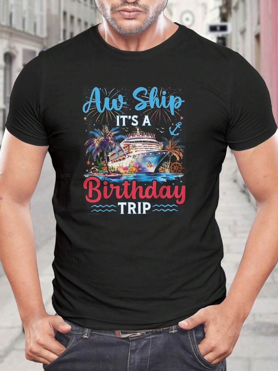 ¡Ay, barco! Camiseta de crucero de cumpleaños - Regalo perfecto para amantes de los cruceros. Camisetas a juego para hombres y mujeres - Negro - Ver 1