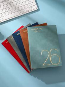 1 Pc 2026 English Planner Without Pen, Suitable For Office School Supplies, Back To School