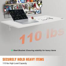 Material Handling,Workbenches & Accessories,Wall Mounted Work Table - White - View 7