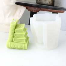 Stampo in silicone per candele a forma di libro 3D, stile artistico, per stampi in gesso, resina epossidica, decorazioni da libreria, forniture per la realizzazione di decorazioni da studio - Bianco - Visualizzare 5