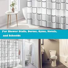 1pc Mildew Resistant Waterproof PEVA Black & White Plaid Shower Curtain, With Metal Hook Holes And Rings, Available In Different Sizes Room Decor Bathroom Accessories Back To School Bathroom Decor - Black and White - View 5