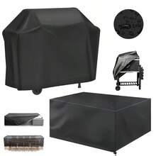 BBQ Grill Cover | Heavy-Duty Outdoor BBQ Protector| Fits Multiple Grill Sizes | Black, Rip-Resistant Material With Drawstring Closure | All-Weather Protection For Patio And Garden, Grill Covers For Outside - Black L 145*61*117cm - View 5