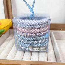 8 件/套新款韩式发绳套装橡皮筋可爱发带基本款彩色发圈发饰包装颜色随机。