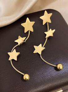 1Pair Five Pointed Star Tassel Earrings Elegant Dangle Earrings For Women Fashion Dangle Earrings For Party Daily Jewelry Birthday Gifts