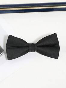 1pc Men Fashionable Solid Color Simple Plaid Textured Double Layer Bowknot, Suit For Banquet, Wedding, Party, Festival Styling Men Necktie