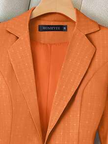 HOMEYEE Plus Size Women Vintage Elegant Casual Blazer Long Sleeve Suit Jacket, Suitable For Office, Business, Leisure, Travel, Spring Autumn Winter - 橘色 - 查看 3