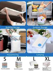 1 件旅行真空压缩袋，防水真空收纳袋，用于衣物、床上用品、行李整理，适用于衣物和被子存放 - 藍色 - 查看 4