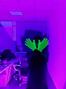 6 件夜光绿色男女通用节日派对服装装饰手套，加厚一次性音乐节夜光男女手套，适用于角色扮演、化妆舞会、酒吧 KTV、周年庆典、单身派对、毕业典礼摄影氛围营造装饰道具小礼物。万圣节 - 彩色 - 查看 3