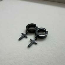1 Pair Men's Personalized Cross Pendant Clip On Earrings Without Piercing