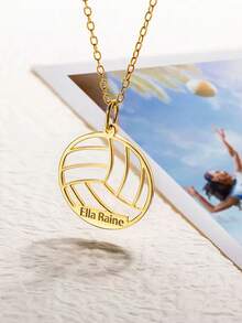1PC Personalized Engraved Volleyball Pendant Necklace With Name Sport Theme Jewelry Team Keepsake Birthday Gift For Volleyball Lover Player - Multicolor - View 5